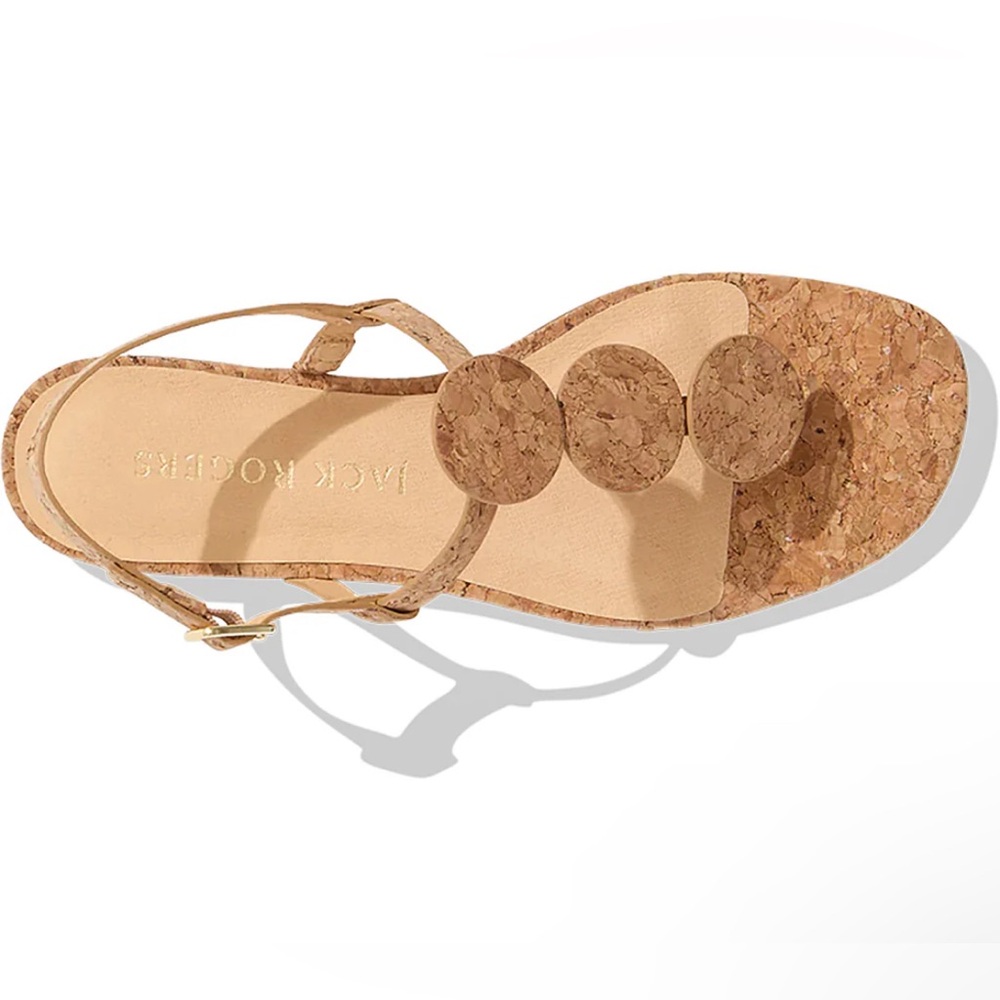 NWT Jack Rogers Women's Worth Flat Thong Tan Cork Sandals, Size 8 - Picture 2 of 6